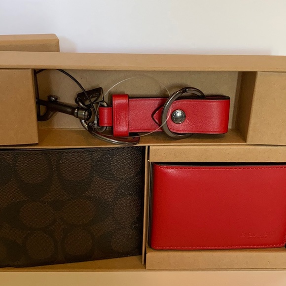 Boxed 3 In 1 Wallet Gift Set In Colorblock Signature Canvas - Picture 5 of 8